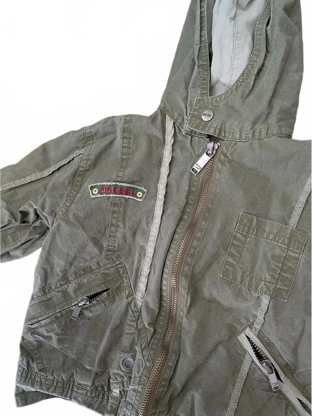 Diesel Boys 2T Hooded Cotton Ripstop in Olive Army Green Indie Designer Motocore